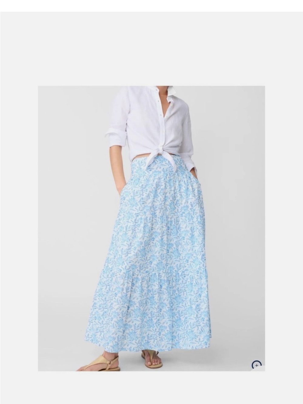 NWT J. McLaughlin Ophelia Blue Voile Floral Tiered Cotton Ruffle Maxi Skirt - Picture 3 of 10